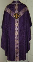 Purple Gothic Chasuble traditional, silk damask GL004